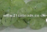 CRU123 15.5 inches 12*18mm faceted nugget green rutilated quartz beads