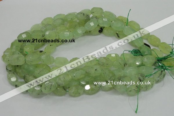 CRU123 15.5 inches 12*18mm faceted nugget green rutilated quartz beads