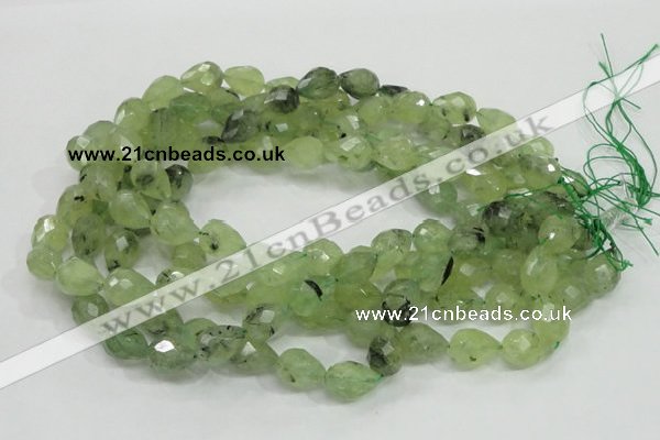 CRU125 15.5 inches 11*16mm faceted teardrop green rutilated quartz beads