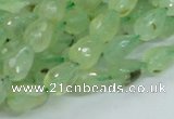 CRU127 15.5 inches 7*11mm faceted teardrop green rutilated quartz beads