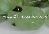 CRU129 15.5 inches 22*38mm faceted rectangle green rutilated quartz beads