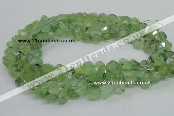 CRU130 15.5 inches 11*13mm faceted freeform green rutilated quartz beads