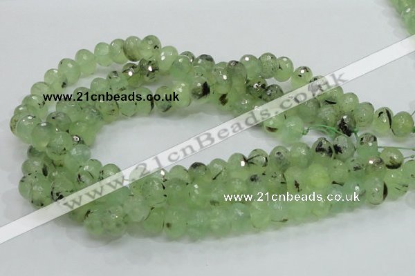 CRU132 15.5 inches 10*14mm faceted rondelle green rutilated quartz beads