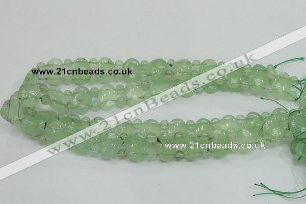 CRU135 13*18mm oval & round double drilled green rutilated quartz beads