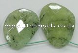 CRU137 15.5 inches 35*45mm faceted freeform green rutilated quartz beads