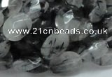 CRU14 15.5 inches 11*14mm faceted oval black rutilated quartz beads