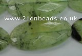 CRU141 15.5 inches 20*40mm faceted oval green rutilated quartz beads