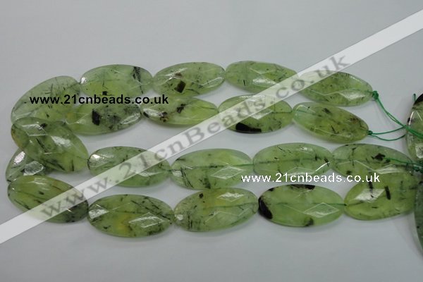 CRU141 15.5 inches 20*40mm faceted oval green rutilated quartz beads