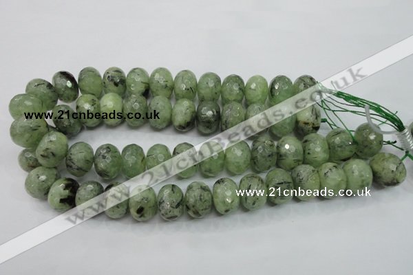 CRU144 15.5 inches 15*20mm faceted rondelle green rutilated quartz beads