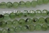 CRU152 15.5 inches 8mm faceted round green rutilated quartz beads