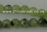 CRU153 15.5 inches 10mm faceted round green rutilated quartz beads