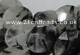 CRU16 15.5 inches 15*20mm faceted oval black rutilated quartz beads