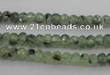 CRU161 15.5 inches 4*6mm faceted rondelle green rutilated quartz beads