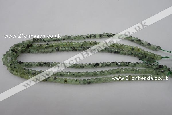 CRU161 15.5 inches 4*6mm faceted rondelle green rutilated quartz beads