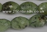 CRU168 15.5 inches 15*20mm faceted rice green rutilated quartz beads