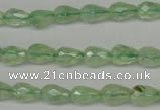 CRU170 15.5 inches 6*10mm faceted teardrop green rutilated quartz beads