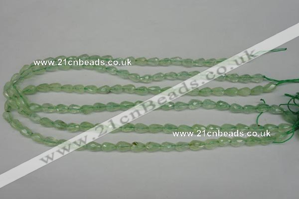 CRU170 15.5 inches 6*10mm faceted teardrop green rutilated quartz beads