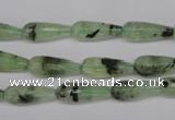 CRU172 15.5 inches 6*16mm faceted teardrop green rutilated quartz beads