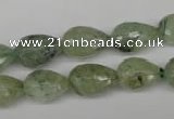 CRU173 15.5 inches 10*14mm faceted teardrop green rutilated quartz beads