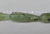 CRU175 15.5 inches 10*30mm faceted teardrop green rutilated quartz beads