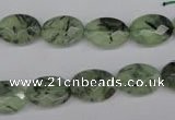 CRU188 15.5 inches 10*14mm faceted oval green rutilated quartz beads