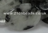 CRU19 15.5 inches 22*30mm faceted oval black rutilated quartz beads