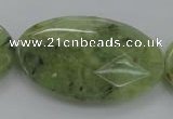 CRU192 15.5 inches 30*50mm faceted oval green rutilated quartz beads