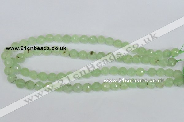 CRU201 15.5 inches 8mm faceted round green rutilated quartz beads