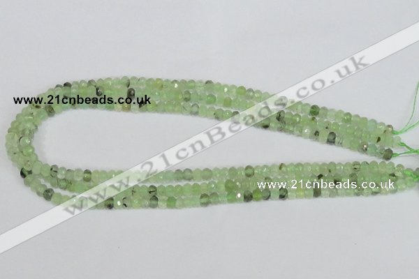 CRU205 15.5 inches 4*6mm faceted rondelle green rutilated quartz beads