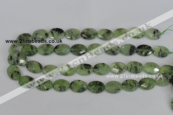 CRU208 15.5 inches 15*20mm faceted oval green rutilated quartz beads