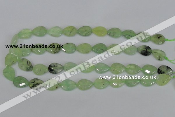 CRU209 13*18mm faceted flat teardrop green rutilated quartz beads