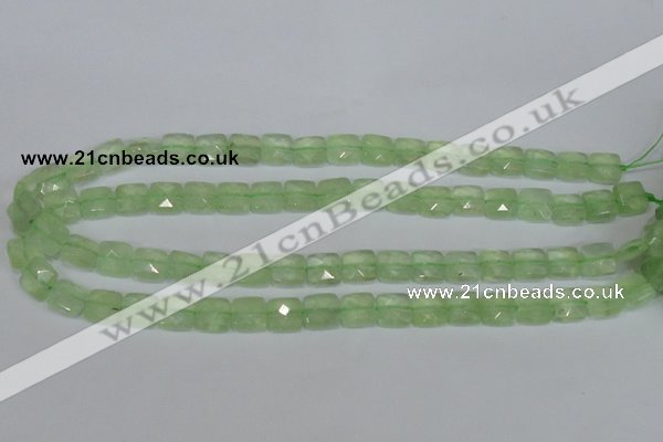 CRU212 15 inches 10*10mm faceted square green rutilated quartz beads