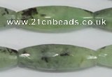 CRU214 15 inches 12*36mm faceted rice green rutilated quartz beads