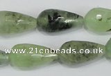 CRU215 15 inches 12*22mm faceted teardrop green rutilated quartz beads