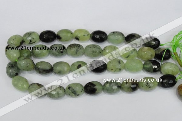 CRU216 15 inches 15*20mm faceted egg shape green rutilated quartz beads