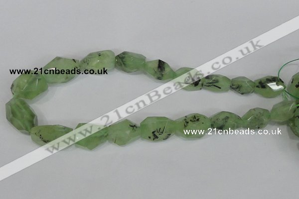 CRU217 12*20mm – 18*25 faceted nuggets green rutilated quartz beads