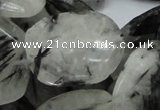 CRU23 15.5 inches 22*30mm faceted freeform black rutilated quartz beads