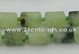 CRU232 15.5 inches 10*14mm tube matte green rutilated quartz beads