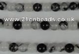 CRU302 15.5 inches 6mm round black rutilated quartz beads