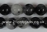 CRU306 15.5 inches 14mm round black rutilated quartz beads