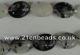 CRU331 15.5 inches 10*14mm oval black rutilated quartz beads