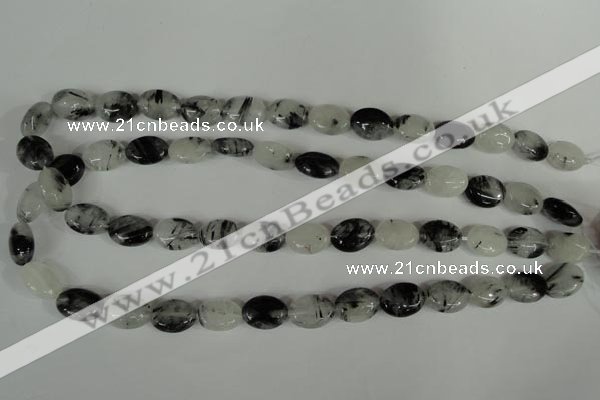 CRU331 15.5 inches 10*14mm oval black rutilated quartz beads