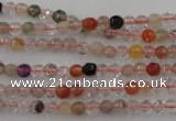 CRU400 15.5 inches 4mm faceted round Multicolor rutilated quartz beads