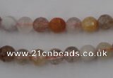 CRU402 15.5 inches 8mm faceted round Multicolor rutilated quartz beads