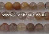 CRU403 15.5 inches 10mm faceted round Multicolor rutilated quartz beads