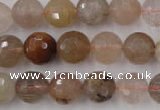 CRU404 15.5 inches 12mm faceted round Multicolor rutilated quartz beads