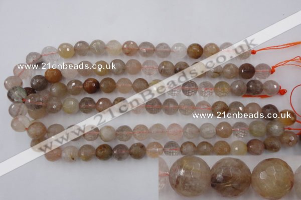 CRU404 15.5 inches 12mm faceted round Multicolor rutilated quartz beads