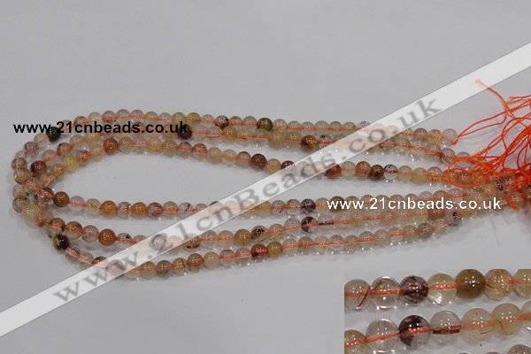 CRU452 15.5 inches 6mm round Multicolor rutilated quartz beads