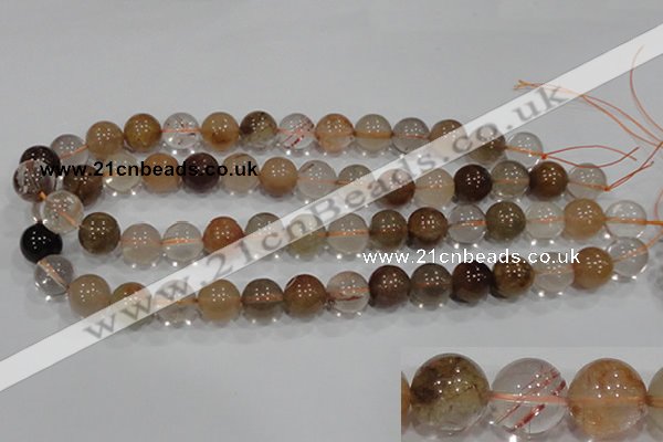 CRU457 15.5 inches 14mm round Multicolor rutilated quartz beads