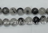 CRU50 15.5 inches 4mm round black rutilated quartz beads wholesale